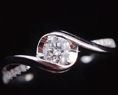 Round Cut 0.46ct Real Diamond Jewellery Ring 14K White Gold Material ODM