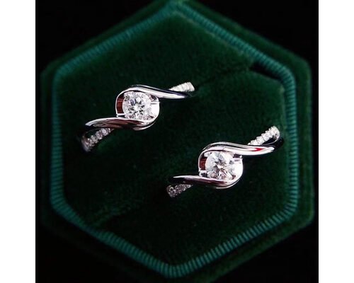 Round Cut 0.46ct Real Diamond Jewellery Ring 14K White Gold Material ODM