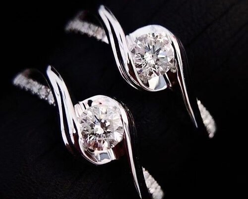 Round Cut 0.46ct Real Diamond Jewellery Ring 14K White Gold Material ODM