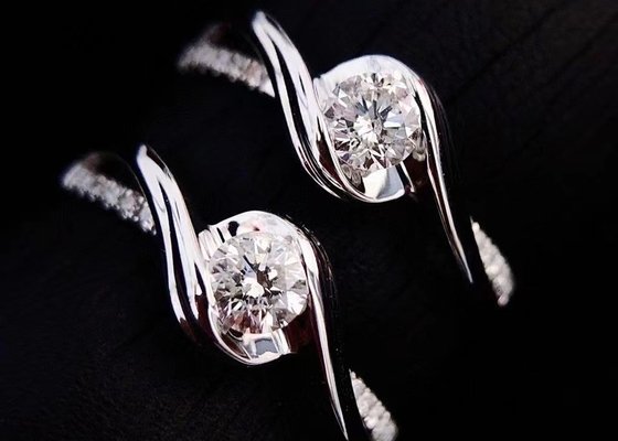 Round Cut 0.46ct Real Diamond Jewellery Ring 14K White Gold Material ODM