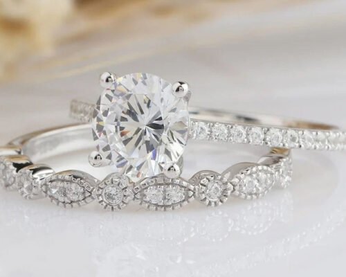 18Kホワイトゴールドダイヤモンド婚約結婚指輪1.25CT 6.5mm ODM