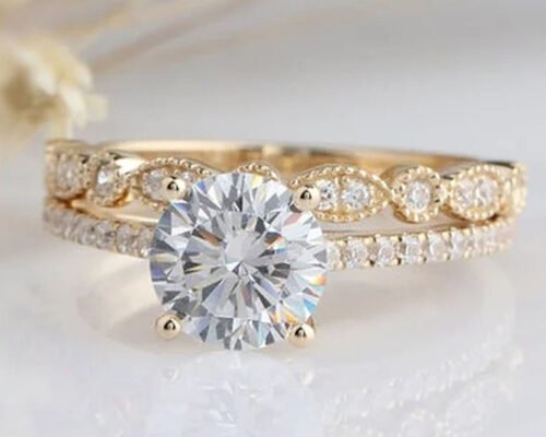 18Kホワイトゴールドダイヤモンド婚約結婚指輪1.25CT 6.5mm ODM
