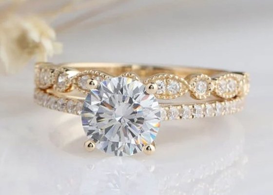18Kホワイトゴールドダイヤモンド婚約結婚指輪1.25CT 6.5mm ODM