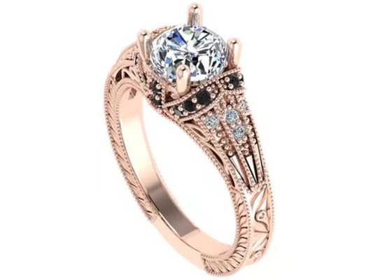 Anel de ouro rosa 18K com corte brilhante redondo Tipo de configuração de ilusão Certificado GIA ODM