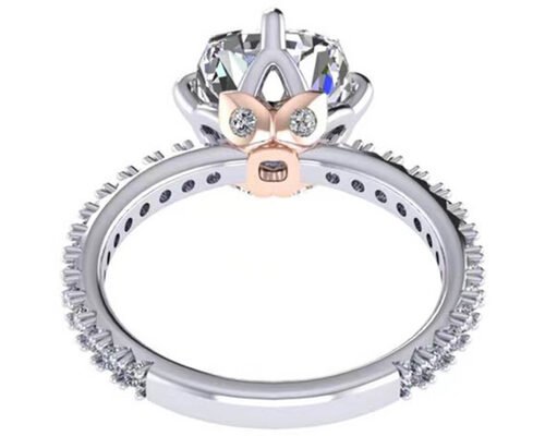 OEM 18Kホワイトゴールドダイヤモンドリング、クッションカットエンゲージリング8.13×7.87×5.13mm