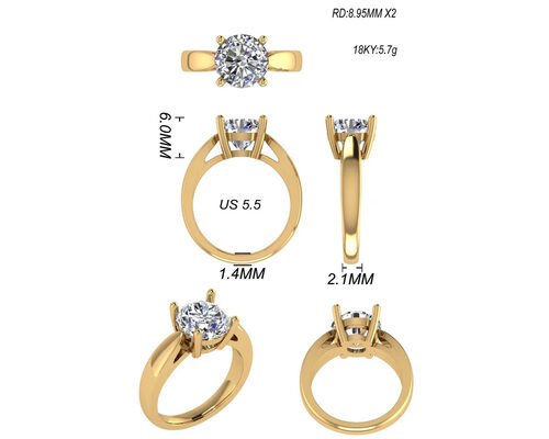 Hand Einstellung 14K Solid Gold Schmuck, Round Cut 2.7ct Natural Solitaire Diamond Rings