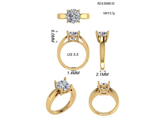 Hand Einstellung 14K Solid Gold Schmuck, Round Cut 2.7ct Natural Solitaire Diamond Rings