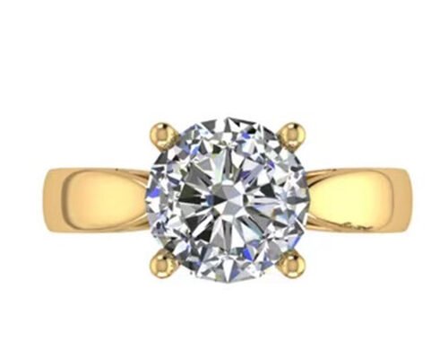 Hand Einstellung 14K Solid Gold Schmuck, Round Cut 2.7ct Natural Solitaire Diamond Rings
