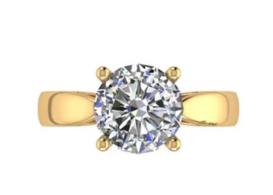 Hand Einstellung 14K Solid Gold Schmuck, Round Cut 2.7ct Natural Solitaire Diamond Rings