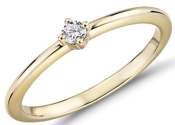 Solitaire Stone 14K Yellow Gold Jewelry Ring 0.1ct Claw Setting Type VS1 Clarity grade