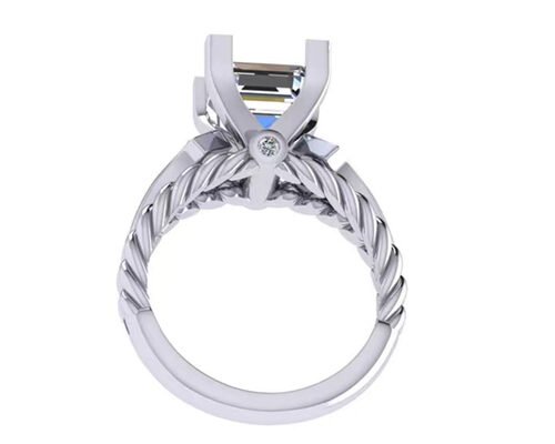Moissanite Diamond Gemstone Promise Rings 14K Gold Princess Cut