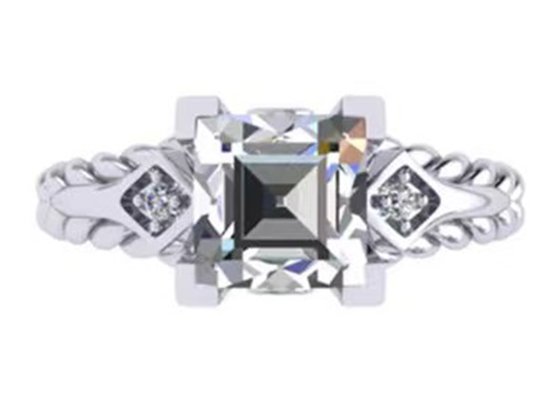 Moissanite Diamond Gemstone Promise Rings 14K Gold Princess Cut
