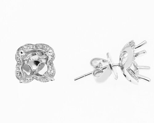 14K White Gold Semi Mount Jewelry Earring With 0.68ct 1.5mm Natural Diamonds