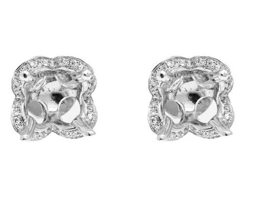14K White Gold Semi Mount Jewelry Earring With 0.68ct 1.5mm Natural Diamonds