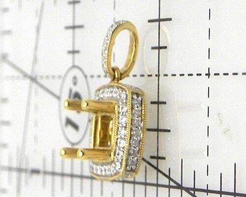18K Yellow Gold Semi Mount Jewelry Pendant 0.43 Carat ( Ctw ) with Vs1 Diamond