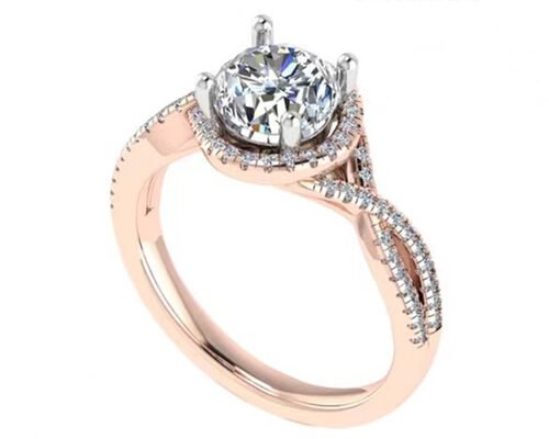 Anillo De Oro Rosa De 18 K De Corte Redondo Para Compromiso S11 SI2 VS1 Claridad Media