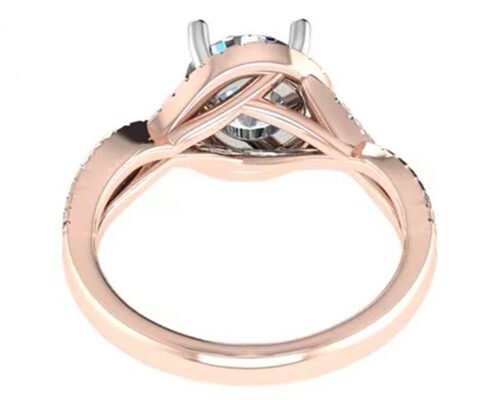 Anillo De Oro Rosa De 18 K De Corte Redondo Para Compromiso S11 SI2 VS1 Claridad Media