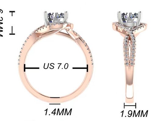 Anillo De Oro Rosa De 18 K De Corte Redondo Para Compromiso S11 SI2 VS1 Claridad Media