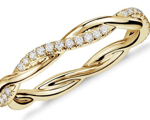 0.44ct Twist Link 14K Yellow Gold Jewelry 3.8mm-4.3mm Tamaño de la banda Claw Setting Type