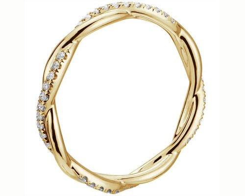 0.44ct Twist Link 14K Yellow Gold Jewelry 3.8mm-4.3mm Tamaño de la banda Claw Setting Type