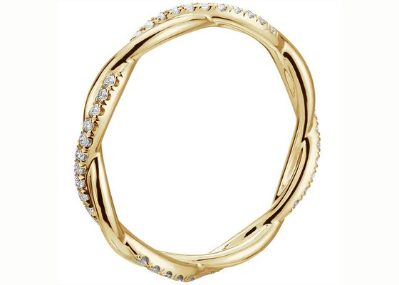 0.44ct Twist Link 14K Yellow Gold Jewelry 3.8mm-4.3mm Tamaño de la banda Claw Setting Type