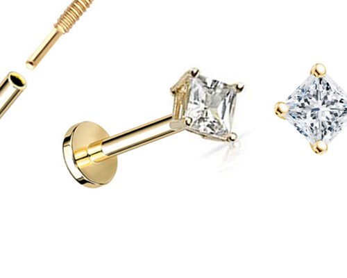 14K Gold Princess Cut Diamond Stud Earrings Dia 3×3mm ODM for Anniversary