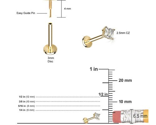 14K Gold Princess Cut Diamond Stud Earrings Dia 3×3mm ODM for Anniversary