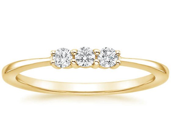 Stone Size 3mm 14K Yellow Gold Jewelry , 3 Stone Engagement Ring Claw Setting Type