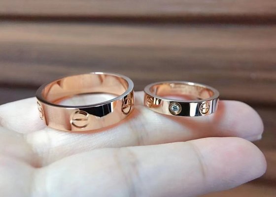 ODMのローズゴールドの婚約結婚指輪0.02ct 0.4cm〜0.6cmの幅