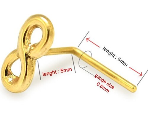 Dainty 18K Gold Nose Piercing L Shaped 0.6mm Thickness Hypoallergenic
