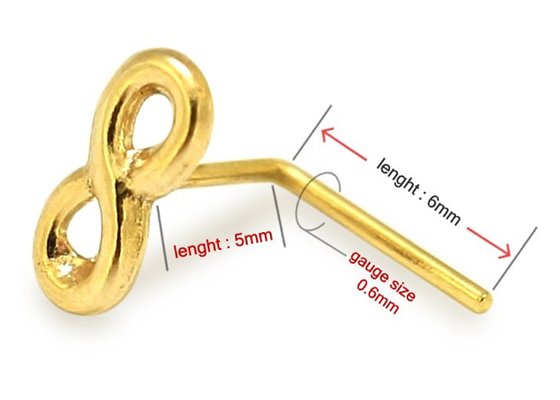 Dainty 18K Gold Nose Piercing L Shaped 0.6mm Thickness Hypoallergenic
