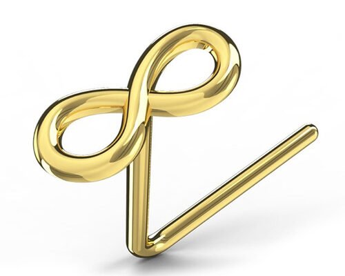 Dainty 18K Gold Nose Piercing L Shaped 0.6mm Thickness Hypoallergenic