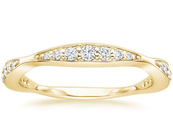 Full Diamond 14K Yellow Gold Jewelry Ring 0.35ct 1.5mm-4.3mm Band Size