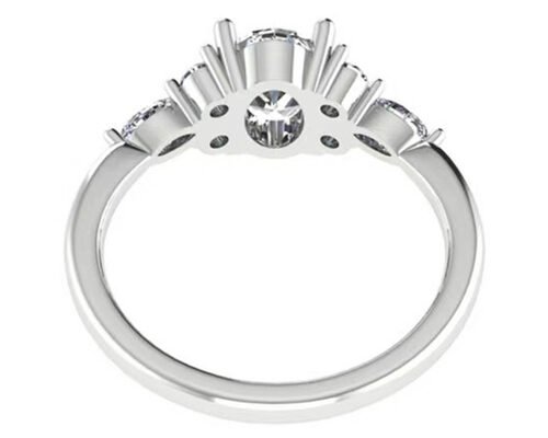 OEM Oval Anillo de compromiso de diamantes , Ronda Anillo de Oro Blanco 7.19x5.15x3.17mm tamaño