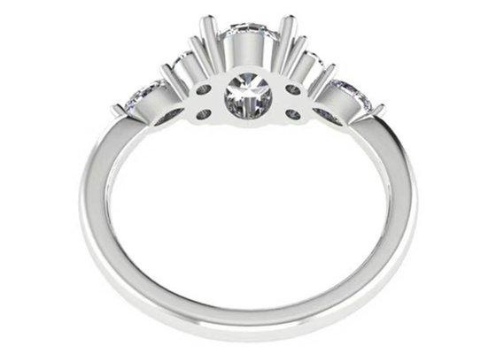 OEM Oval Anillo de compromiso de diamantes , Ronda Anillo de Oro Blanco 7.19x5.15x3.17mm tamaño