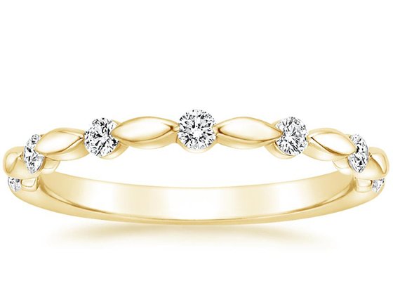 Tiniest Diamond 14K Yellow Gold Ring 2mm 7pcs Stone Size 0.18ct