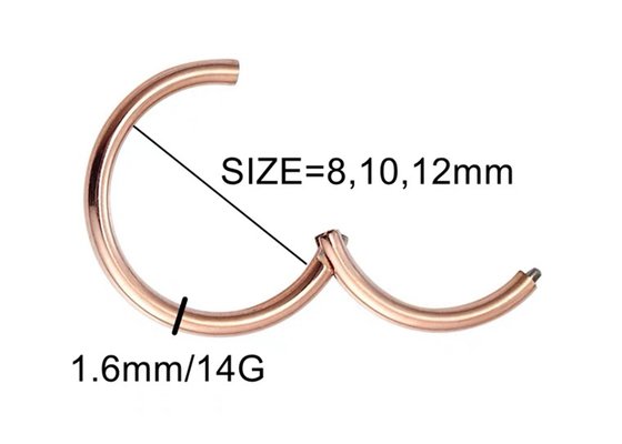 Periceing Clicker em ouro branco, brincos de argola em ouro 14k OEM ODM para aniversário