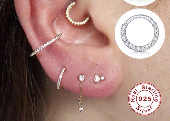 Seamless Hinged 14K Gold Clicker 16g-40g For Cartilage Tragus