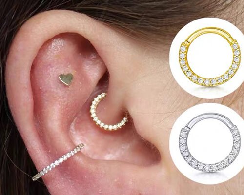 Seamless Hinged 14K Gold Clicker 16g-40g For Cartilage Tragus