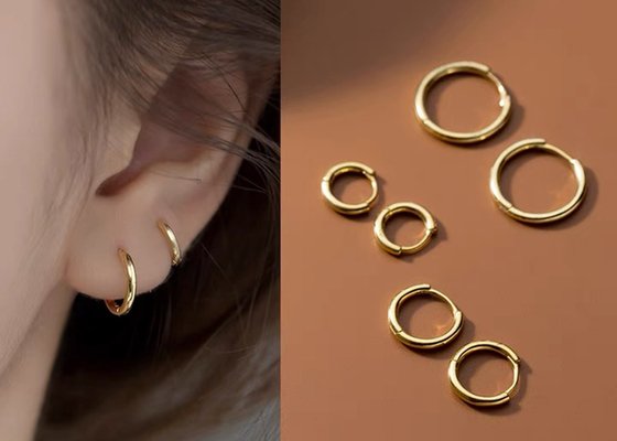 Seamless Hinged 14K Gold Clicker 16g-40g For Cartilage Tragus
