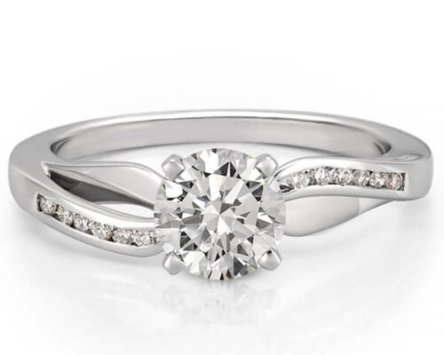 ODM OEM Joalharia Anel de Diamante , Anel de Casamento em Ouro Branco 14k Corte Redondo