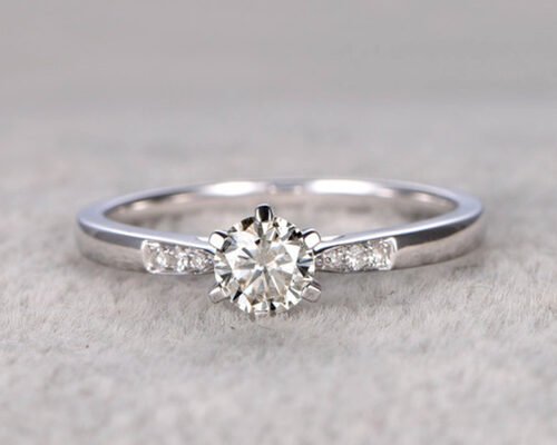 5mm Moissanite Real Diamond Jewellery ring White Gold Material ODM for Daily Wear