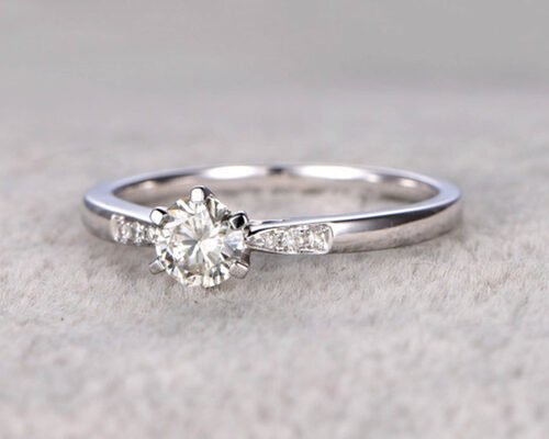 5mm Moissanite Real Diamond Jewellery ring White Gold Material ODM for Daily Wear