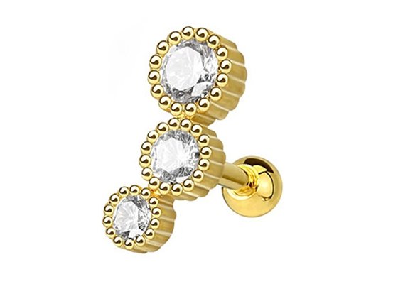 Sterile Gold Body Piercing Schmuck Ohrringe für Knorpel Tragus Dia 3×3mm ODM