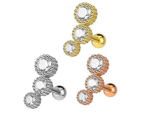 Sterile Gold Body Piercing Schmuck Ohrringe für Knorpel Tragus Dia 3×3mm ODM
