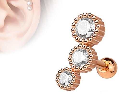 Sterile Gold Body Piercing Schmuck Ohrringe für Knorpel Tragus Dia 3×3mm ODM