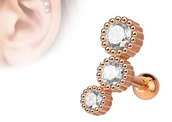Sterile Gold Body Piercing Schmuck Ohrringe für Knorpel Tragus Dia 3×3mm ODM