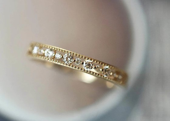 Filigree Style Real Diamond Jewellery Ring Round Cut 2.5mm 1.3mm Size