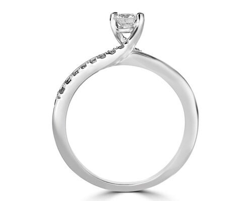 Anel de diamante com lapidação redonda, anel de ouro maciço com diamante de 0.46ct 5mm