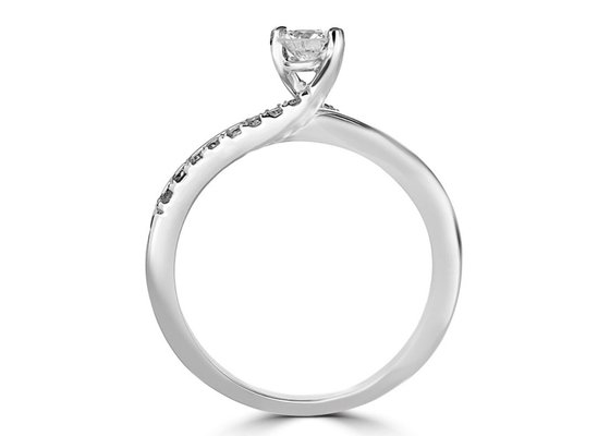 Anel de diamante com lapidação redonda, anel de ouro maciço com diamante de 0.46ct 5mm